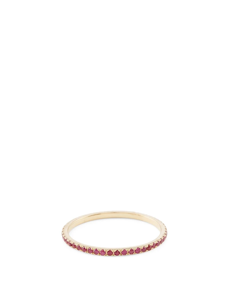 18K Gold Infinite Ring With Rubies