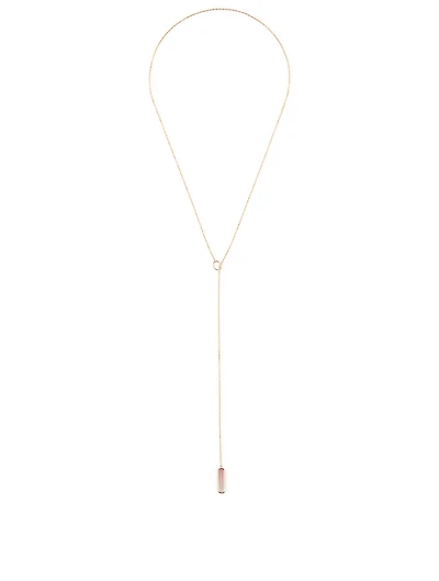 18K Gold Lariat Necklace With Pink Tourmaline