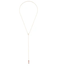 18K Gold Lariat Necklace With Pink Tourmaline