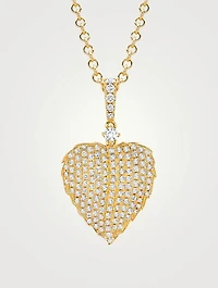 Small Lauren 18K Gold Leaf Pendant Necklace With Diamonds