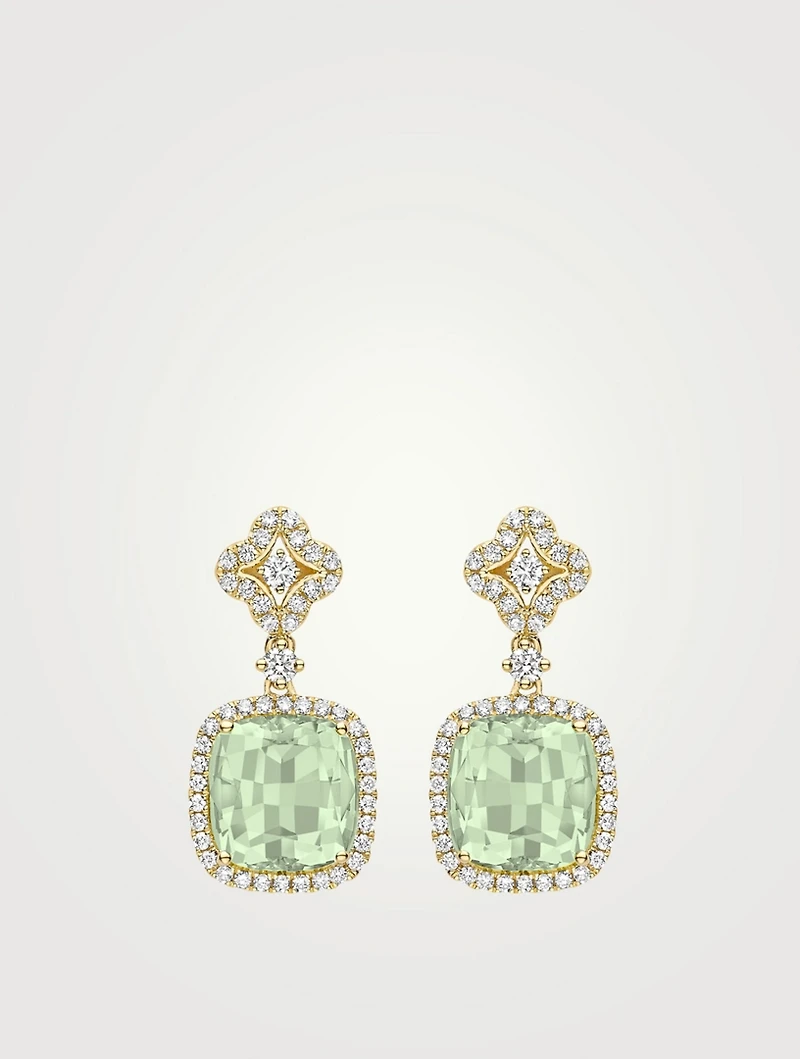 Signatures 18K Gold Flower Top Earrings With Amethyst And Diamonds
