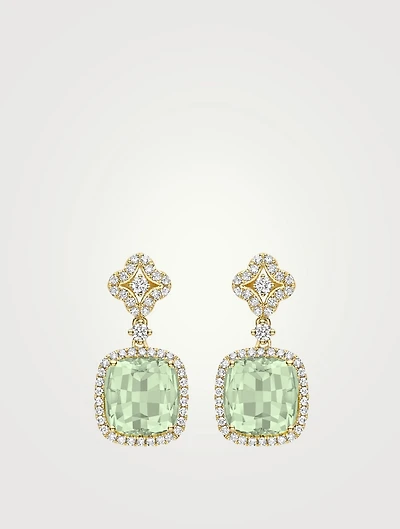 Signatures 18K Gold Flower Top Earrings With Amethyst And Diamonds