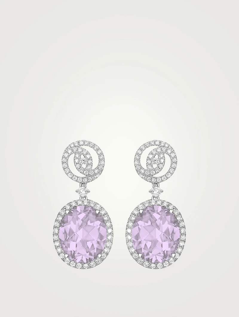 Signatures 18K White Gold Earrings With Lavender Amethyst And Diamonds