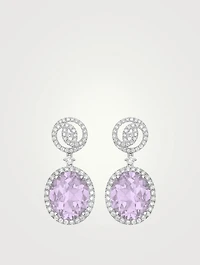 Signatures 18K White Gold Earrings With Lavender Amethyst And Diamonds