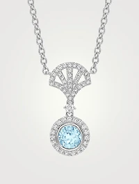 Freya 18K White Gold Pendant Necklace With Blue Topaz And Diamonds