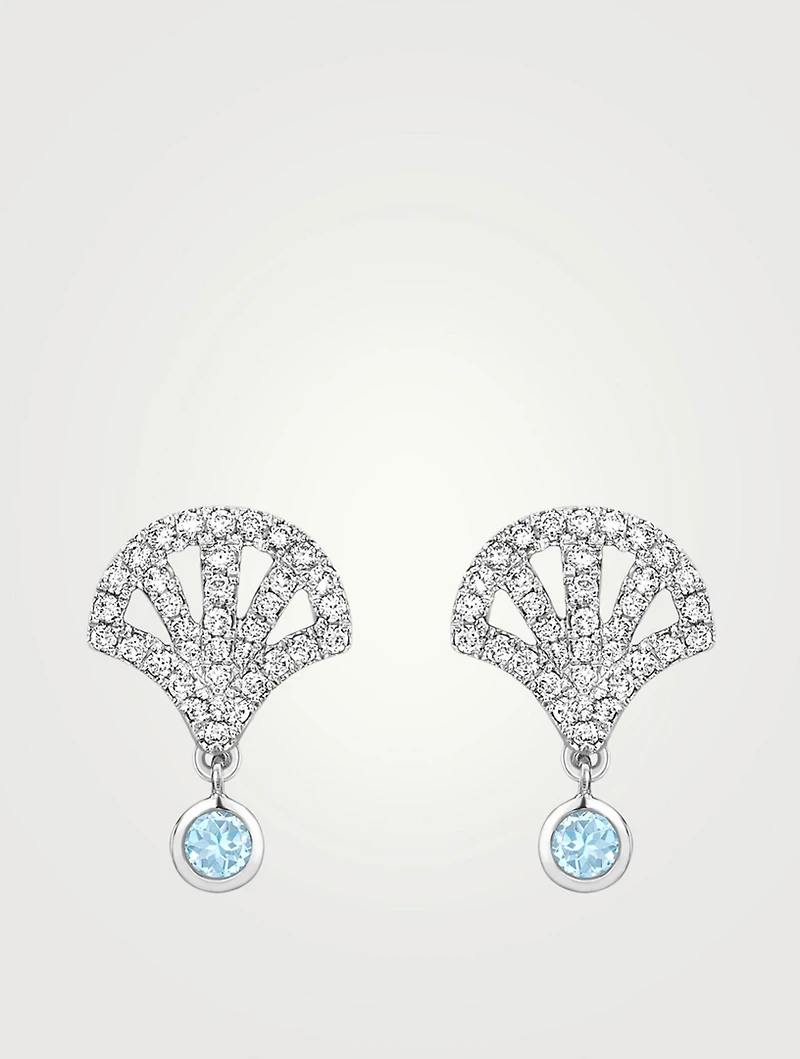 Freya 18K White Gold Fan Earrings With Blue Topaz And Diamonds