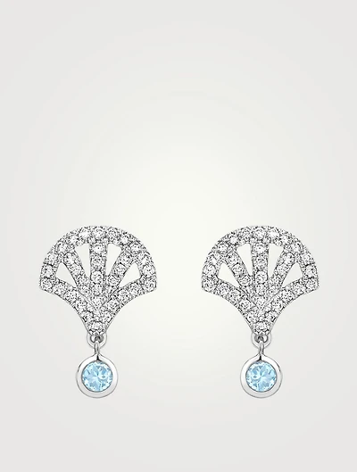 Freya 18K White Gold Fan Earrings With Blue Topaz And Diamonds