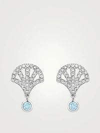 Freya 18K White Gold Fan Earrings With Blue Topaz And Diamonds