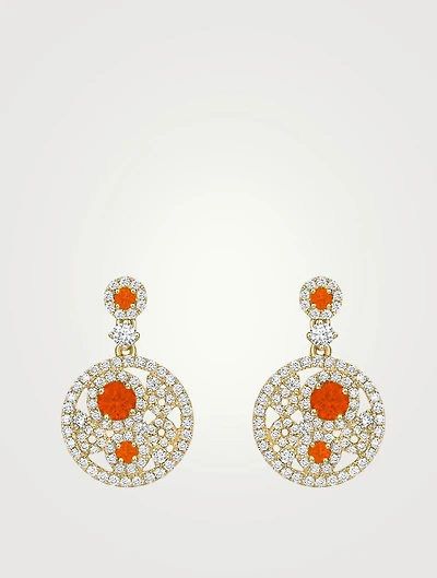 Bubbles 18K Gold Earrings With Fire Opal And Diamonds