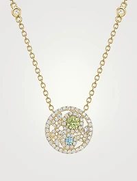 Bubbles 18K Gold Necklace With Diamonds, Peridot And Blue Topaz