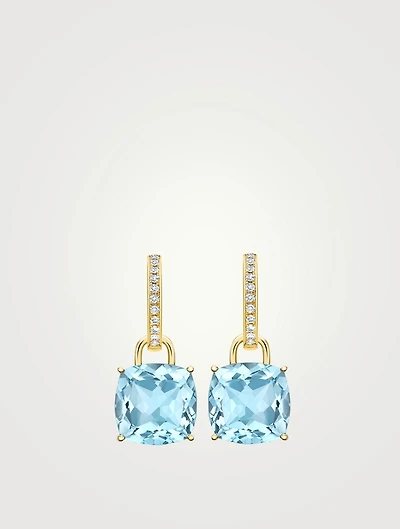 Kiki Classics 18K Gold Earrings With Blue Topaz And Diamonds
