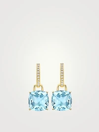 Kiki Classics 18K Gold Earrings With Blue Topaz And Diamonds