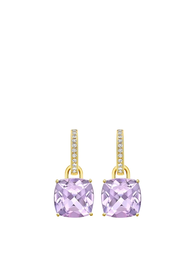 Kiki Classics 18K Gold Earrings With Amethyst And Diamonds
