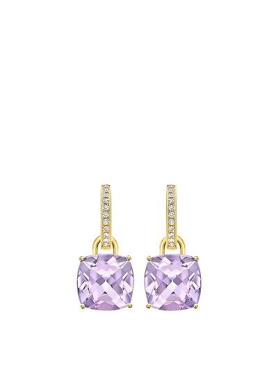 Kiki Classics 18K Gold Earrings With Amethyst And Diamonds