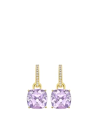 Kiki Classics 18K Gold Earrings With Amethyst And Diamonds