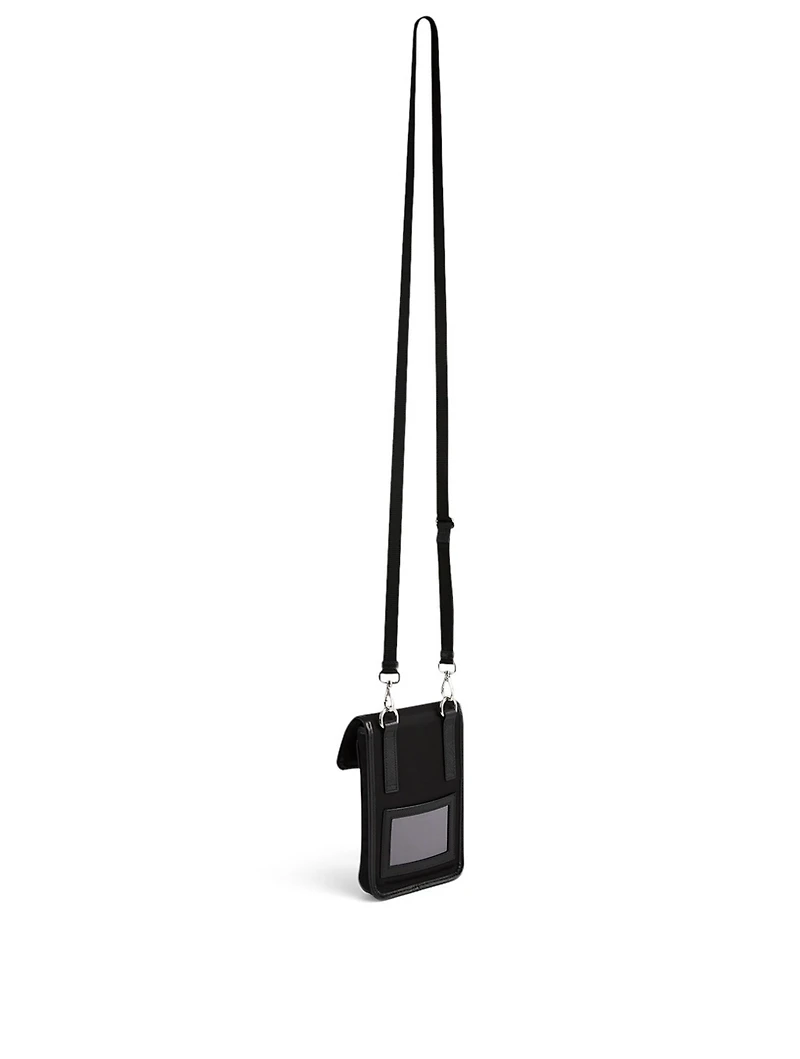 Nylon And Leather Crossbody Phone Bag
