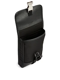 Nylon And Leather Crossbody Phone Bag
