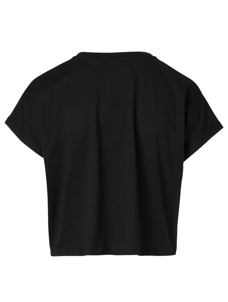 Cotton Cropped T-Shirt With Logo