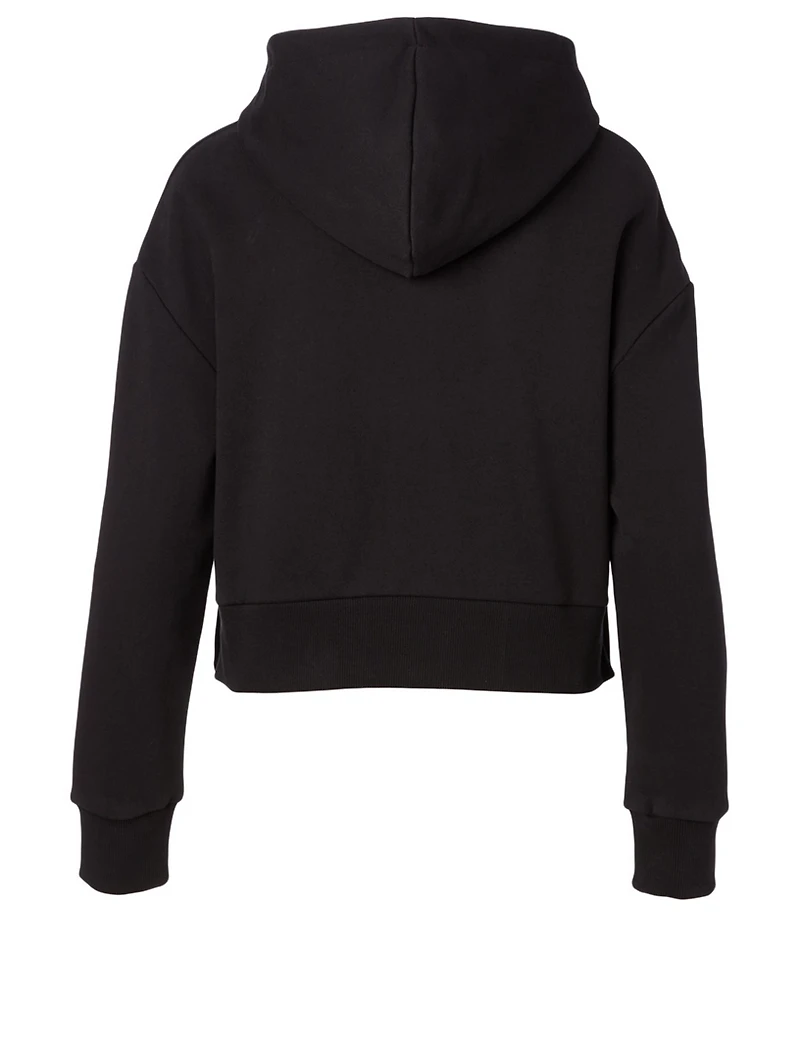 Cotton Cropped Hoodie With Logo