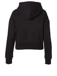 Cotton Cropped Hoodie With Logo