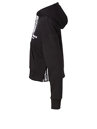 Cotton Cropped Hoodie With Logo