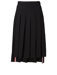 Wool Seersucker Pleated Skirt