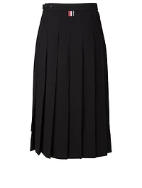 Wool Seersucker Pleated Skirt