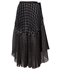 Ombre Pleated Skirt Check Print