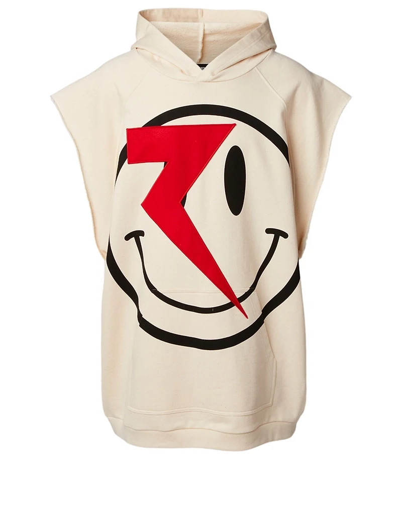 Smiley Cotton Sleeveless Hoodie
