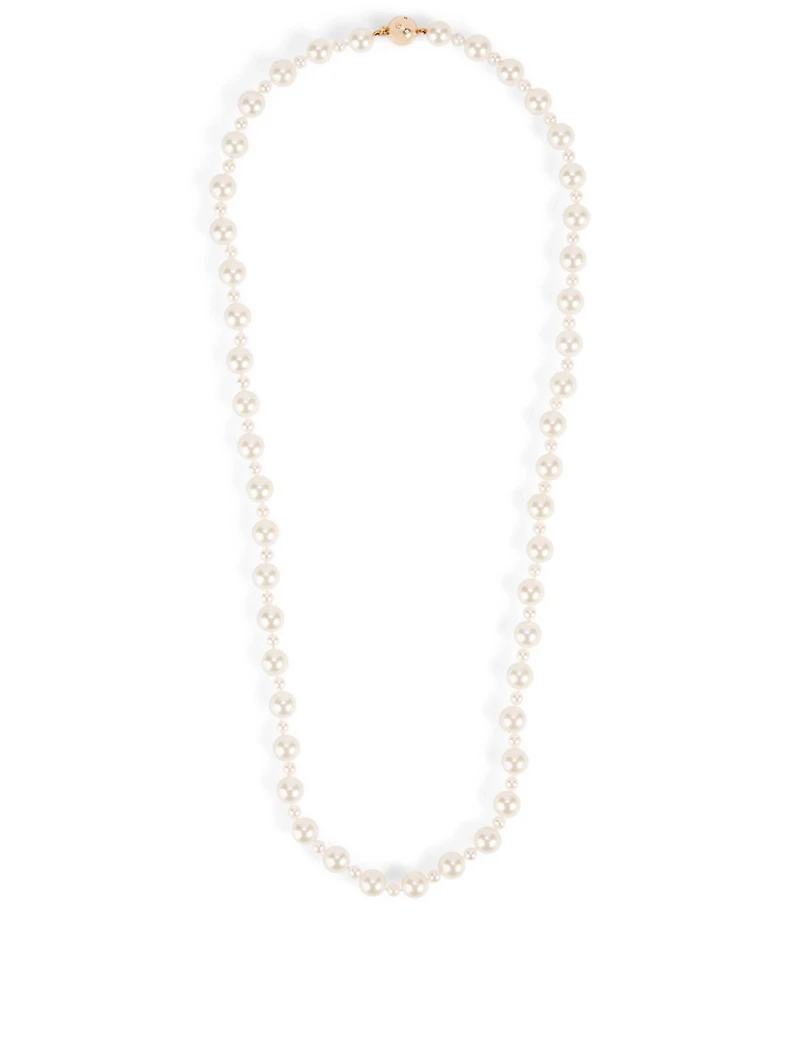 18K Rose Gold Pearl Necklace With Diamond