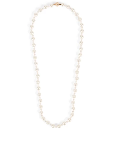 18K Rose Gold Pearl Necklace With Diamond