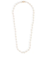 18K Rose Gold Pearl Necklace With Diamond