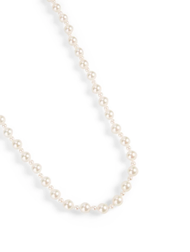 18K Rose Gold Pearl Necklace With Diamond