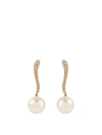 18K White Gold Australian South Sea Pearl And Diamond Earrings