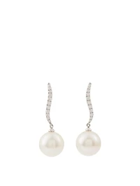 18K White Gold Pearl And Diamond Earrings