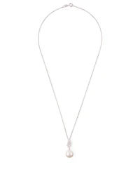 18K White Gold Pearl And Diamond Pendant Necklace