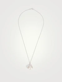 18K White Gold Pearl And Diamond Pendant Necklace