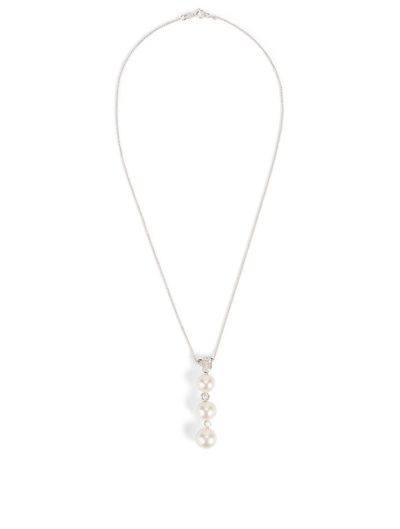 18K White Gold Australian South Sea Pearl And Diamond Pendant Necklace