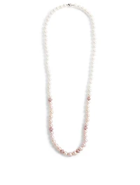 18K Rose Gold And White Gold Pearl Necklace With Pink Sapphire