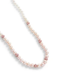 18K Rose Gold And White Gold Pearl Necklace With Pink Sapphire