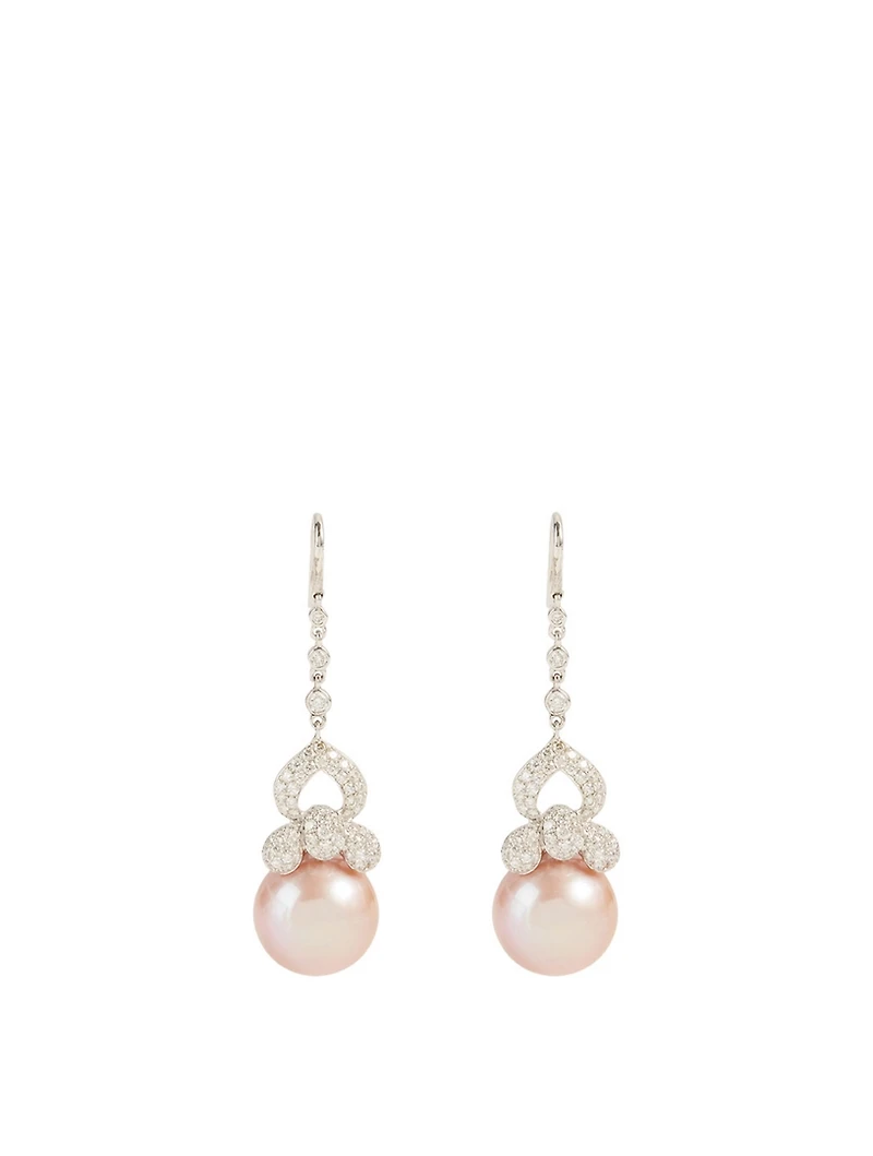 18K Black Gold Pearl And Diamond Earrings