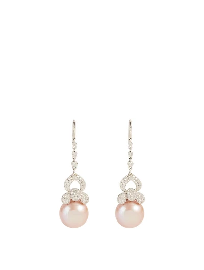 18K Black Gold Pearl And Diamond Earrings