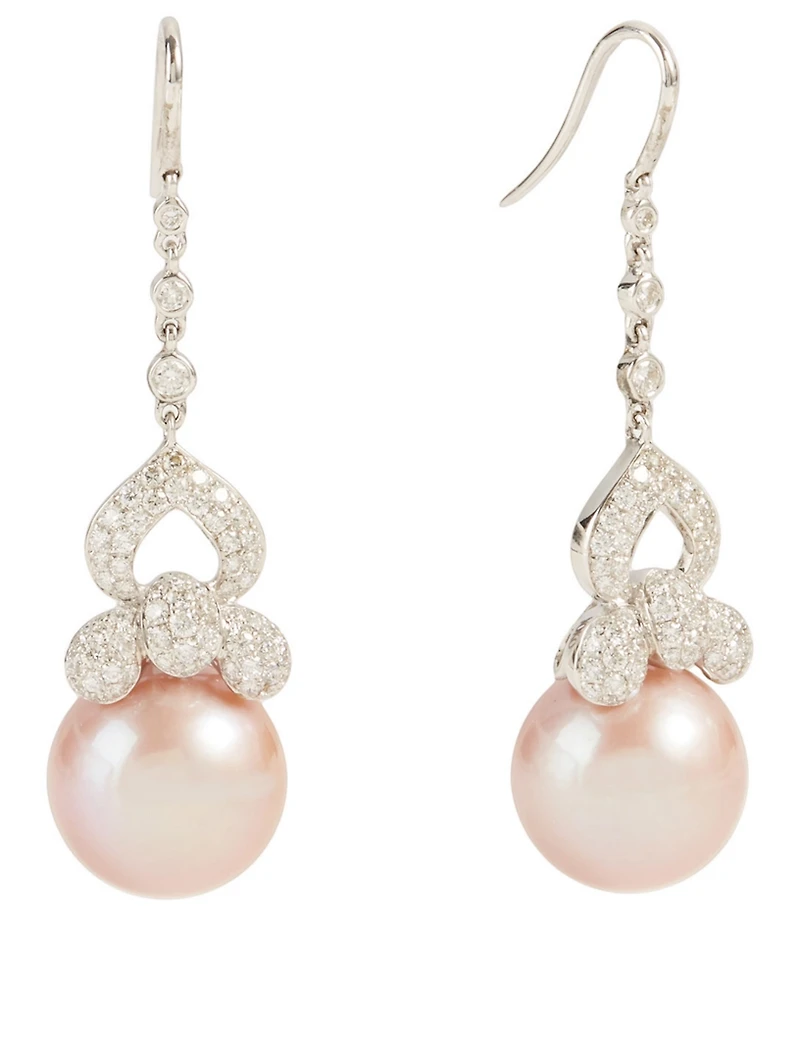 18K Black Gold Pearl And Diamond Earrings