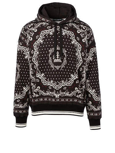 Cotton Hoodie Bandana Print