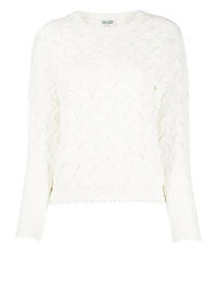 Cotton-Blend Woven Knit Sweater