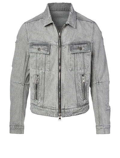 Cotton Denim Jacket With Back Logo