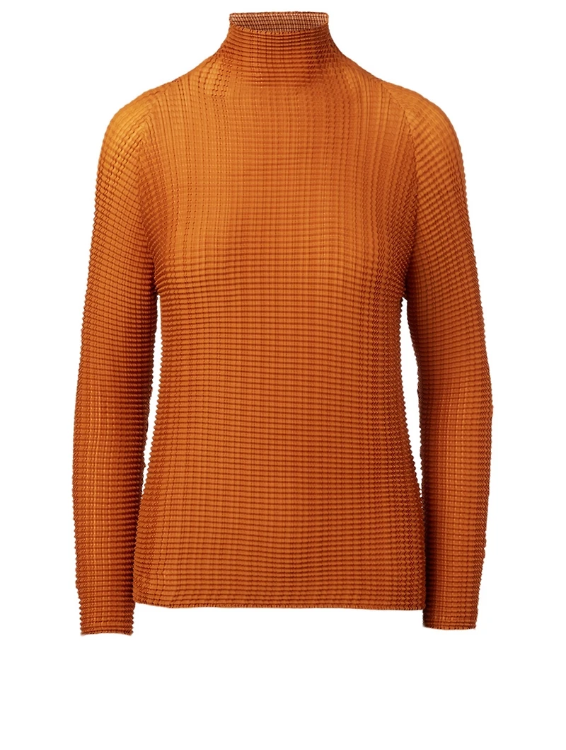 Wooly Pleats Long-Sleeve Top