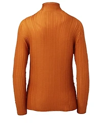 Wooly Pleats Long-Sleeve Top