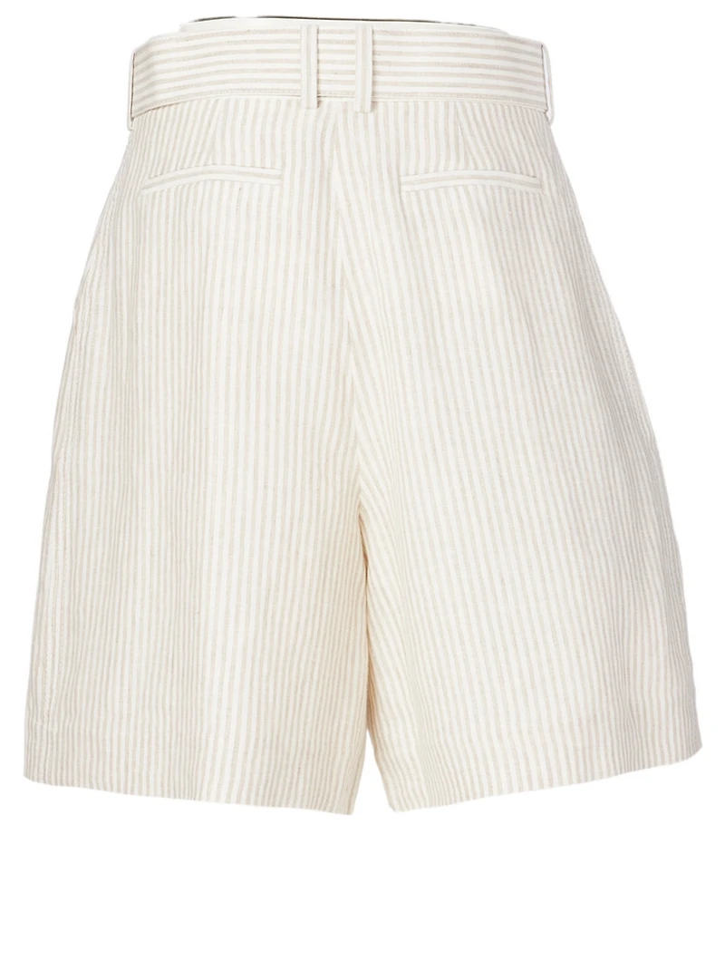 Super Eight Linen Culotte Shorts Stripe Print