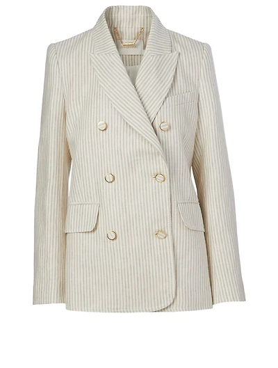 Super Eight Linen Blazer Stripe Print